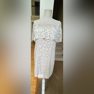 Marie Oliver Cream Silk Charlotte Ruffle Dress